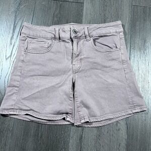 American Eagle Womens Jean Shorts Sz 8 Pink Bermuda Cutoff Stretch Mid-Rise 30x6
